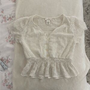 Elegant White Eyelet Top